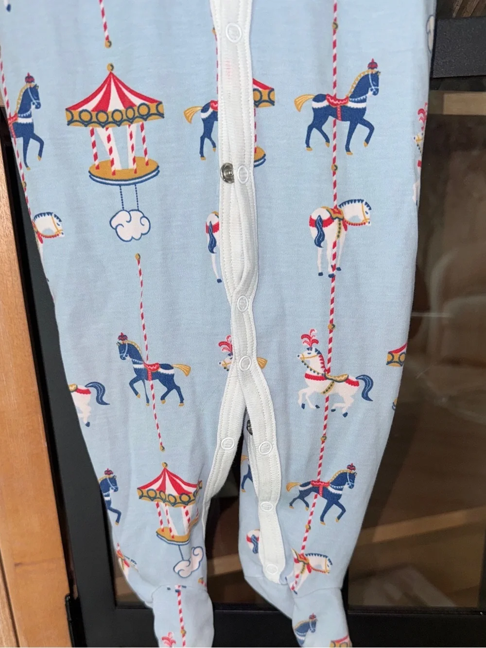 Roller Rabbit carousel footies snaps baby boy girl unisex popcorn horses pima